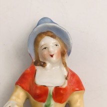 Vintage Made in Occupied Japan Woman in Red White Dress &amp; Blue Bonnet 5.5&quot; - £9.57 GBP