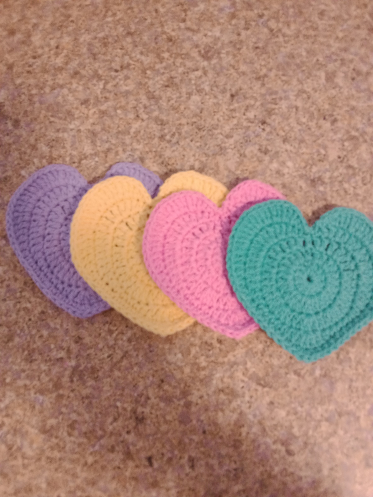 Handmade Crochet Pastel Heart Coasters Set of 4 - $20.00