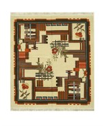 EORC YZ641 Hand Knotted Wool Modern Bucharest Rug, 6&#39;6 x 7&#39;3, Ivory - $1,128.60