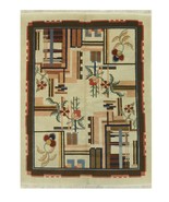EORC YZ642 Hand Knotted Wool Modern Bucharest Rug, 6&#39;3 x 8&#39;2, Ivory - $1,128.60
