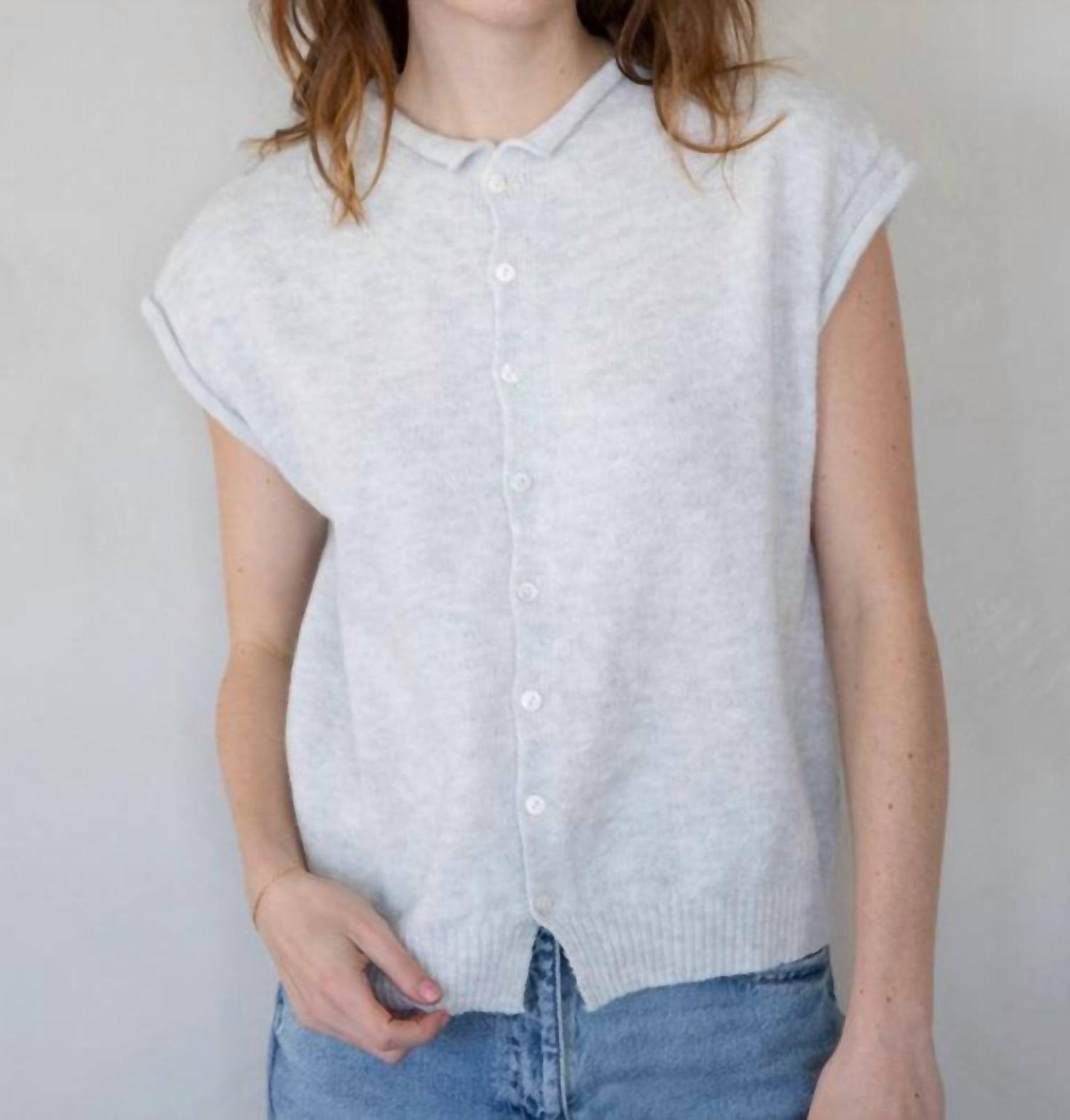 Things Between Button Up Sweater Vest Light Grey - $48.00