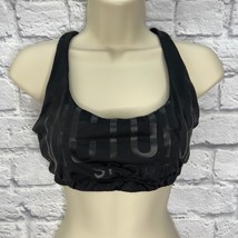 Victoria&#39;s Secret Womens Sports Bra Black M Spell Out Logo Strappy Crossover - $19.75