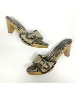 Rafe New York Buckle Sandals Slide Heels Cone Heel Size 39 Black and Tan - $325.82 MXN