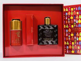 Versace Eros Flame Cologne 3.4 Oz Eau De Parfum Cologne Spray 3 Pcs Gift Set - £157.28 GBP