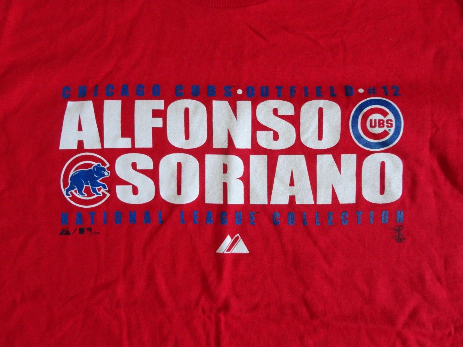 Red Majestic Chicago Cubs Alfonso Soriana #12 MLB Baseball T Shirt Fits  Adult L - £15.57 GBP