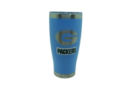 Green Bay Packers 20 oz Etched Logo Stainless Steel Hot Cold Tumbler Light Blue - £15.87 GBP