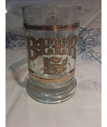 Vintage Clear Glass Beer Mug Stein Gold Letters Beer 5 Cents 5C (MS 10-4) - $167.50 MXN