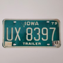 Vintage Aluminum 1979 Green White Iowa Trailer License Plate UX 8397 - £6.04 GBP