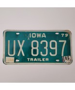Vintage Aluminum 1979 Green White Iowa Trailer License Plate UX 8397 - $150.60 MXN