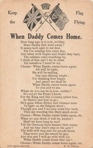 WHEN DADDY COMES HOME-KEEP THE FLAG FLYING~WW1 BRITISH PATRIOTIC POSTCARD - $9.13