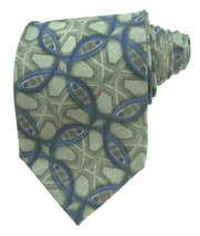 Tie Olive/Blue Fish &amp; Interlocking Rings Christians Closet Silk Men&#39;s Ne... - £11.65 GBP
