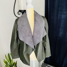 Tahari Faux Leather Moto Jacket, Dark Hunter Green, Size Small, NWT - $37.39