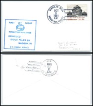 1981 US Cover-First Jet Flight, Frontier Airlines, Denver, CO to Madison... - $2.96