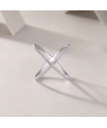 Genuine 925 Sterling Silver Criss Cross X-Style Full Moissanite Ring (Si... - €107,03 EUR