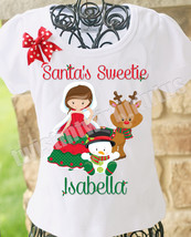 Girls Christmas Shirt Santa&#39;s Sweetie - £15.72 GBP