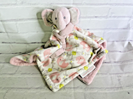 Blankets and Beyond Elephant Lovey Soft Security Blanket Pink White Gree... - $13.86