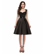 Women&#39;s Vintage 1950s Cut Out V-Neck Sleeveless Casual Swing Dress Black L - $40.72 CAD