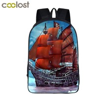 Young Men Travel Bag Boat on The Sea Backpack for Teenagers Boys School Bags Pir - £29.90 GBP
