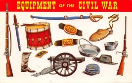 EQUIPMENT OF THE CIVIL WAR-RIFLE-CANON-SWORD-SCABBARD POSTCARD - $6.31