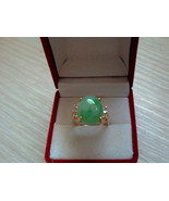 Natural Apple Green Jade /18k Solid Yellow Gold &amp; diamond Ring  - £1,072.59 GBP