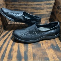 Hush Puppies Womens Black Leather Comfort Slip On  Shoes Size 10 Relax Flex - $32.60