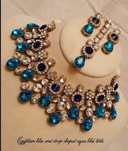 Bollywood Style Indian Gold Plated Kundan Necklace Earrings Tikka Jewelry Set - £21.79 GBP