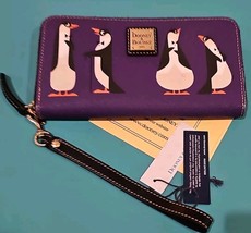 Disney&#39;s Mary Poppins Penguins Purple Dooney &amp; Bourke Large Wallet Zip A... - $168.25
