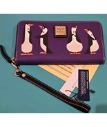 Disney&#39;s Mary Poppins Penguins Purple Dooney &amp; Bourke Large Wallet Zip A... - $168.25