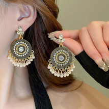 Rhinestone Alloy Bead Dangle Earrings - $19.95