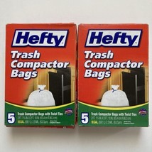 2 Boxes - Hefty Trash Compactor Bags, 18 Gal., 5 Count Each Box - £26.53 GBP