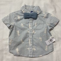 Infant Boy Sz 0-3 Months Easter Dress Shirt Short Sleeve Bow Tie Bunny O... - $10.88
