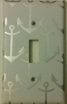 Silver &amp; White Anchor Light Switch Cover decor bathroom lighting sailor boating - £8.29 GBP