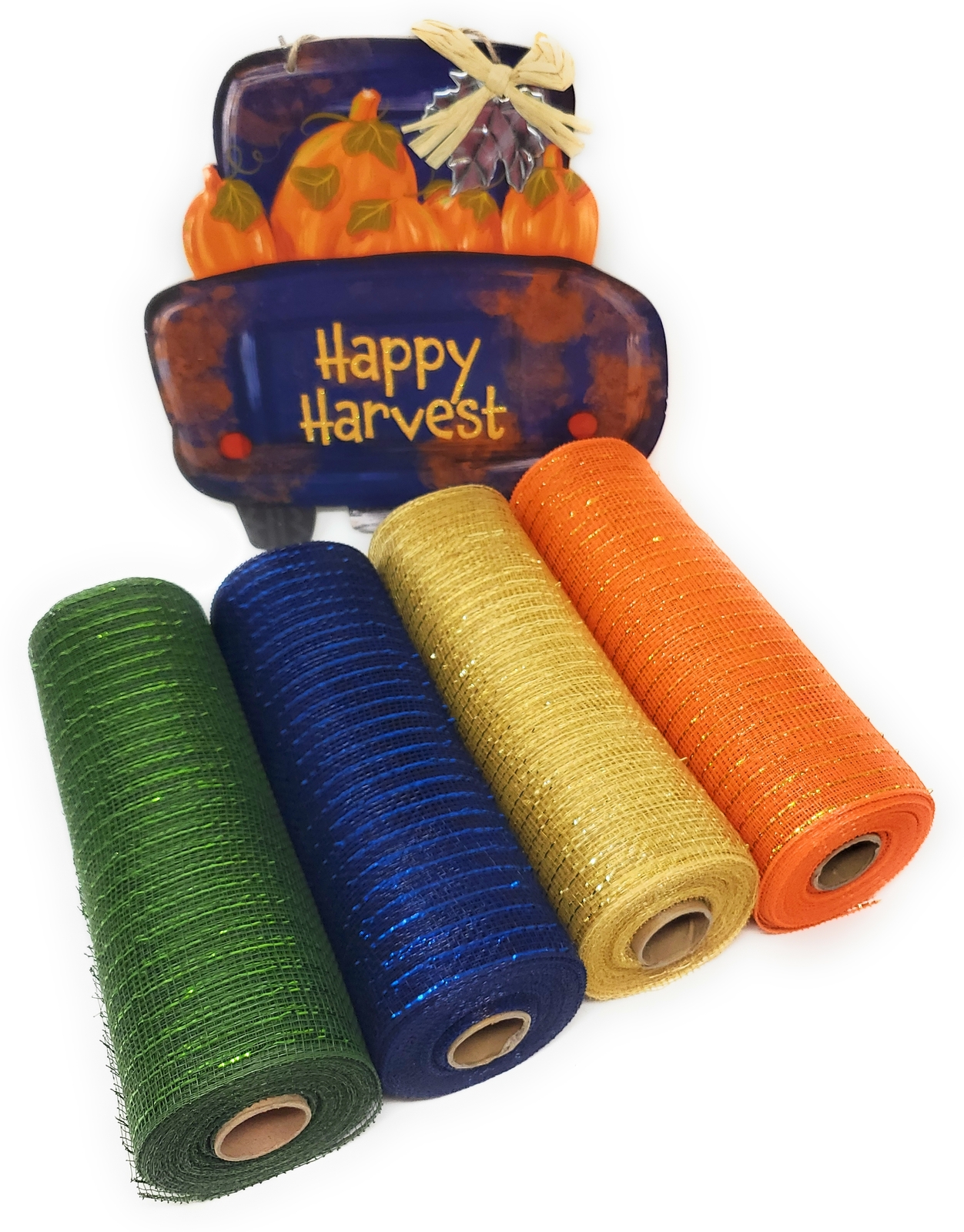 Fall Pumpkin Truck Deco Mesh Wreath Kit:  4 Rolls Decorative Mesh + Cent... - $32.95