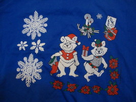 Vintage Polar Bear Elves &quot;From Santa&quot; Christmas Holidays Blue Shirt Mens Size XL - £15.64 GBP