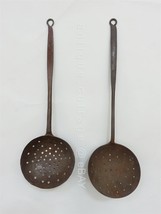 LOT early 1800s antique WROUGHT IRON LADLE STRAINER SET hearth blacksmit... - £96.61 GBP