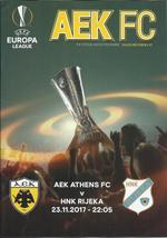 AEK ATHENS – HNK RIJEKA – 2017-2018 EUROPA LEAGUE - SOCCER MATCH PROGRAM   - £4.71 GBP