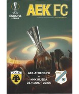 AEK ATHENS – HNK RIJEKA – 2017-2018 EUROPA LEAGUE - SOCCER MATCH PROGRAM   - $5.99