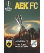 AEK ATHENS – HNK RIJEKA – 2017-2018 EUROPA LEAGUE - SOCCER MATCH PROGRAM   - £4.71 GBP