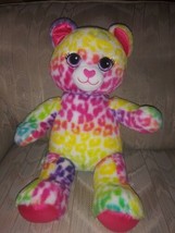 Build A Bear Workshop Rainbow Cheetah Spot Plush 17&quot; BAB Paw 2016 Multicolor... - £19.83 GBP