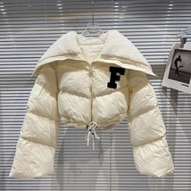 PREPOMP 2022 Winter Long Sleeve LambsSailor Collar Short Cotton Coat Women Draws - £74.62 GBP