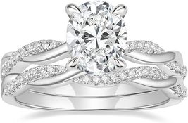 2 Ct Oval Cut Diamond Women&#39;s Bridal Set Wedding Ring 14k White Gold Finish - £111.90 GBP