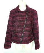 Dana Buchman Womens Blazer Coat Size 8 Diagonal Zip Up Black Red  - $55.26 CAD
