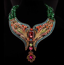 Vintage Cleopatra necklace  Dramatic rhinestone collar Signed statement bib Godd - £138.41 GBP