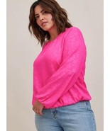 Torrid Georgette Hot Pink Leopard Print Bubble Hem Blouse Size 1 - £20.04 GBP