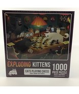 Exploding Kittens Jigsaw Puzzle 1000 Piece Cats Playing Chess Blueboard ... - $53.97 CAD