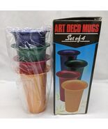 Vintage Art Deco Mugs Set Of 4 Blue Green Red Yellow  - €20,80 EUR