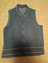 015 Women&#39;s Vintage? Denim Zip Front Vest Shirt Top - $114.02 MXN