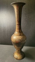 BRASS VASE WITH BEAUTIFUL ETCHINGS - £29.68 GBP