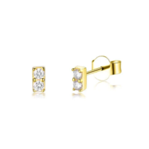 0.10Ct Round Cut Cubic Zirconia Tiny Stud Earrings 14K Yellow Gold Plated Silver - £18.37 GBP