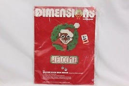 Dimensions Xmas Plastic Canvas 9033 Welcome Door Knob Hanger 1982 - $19.59